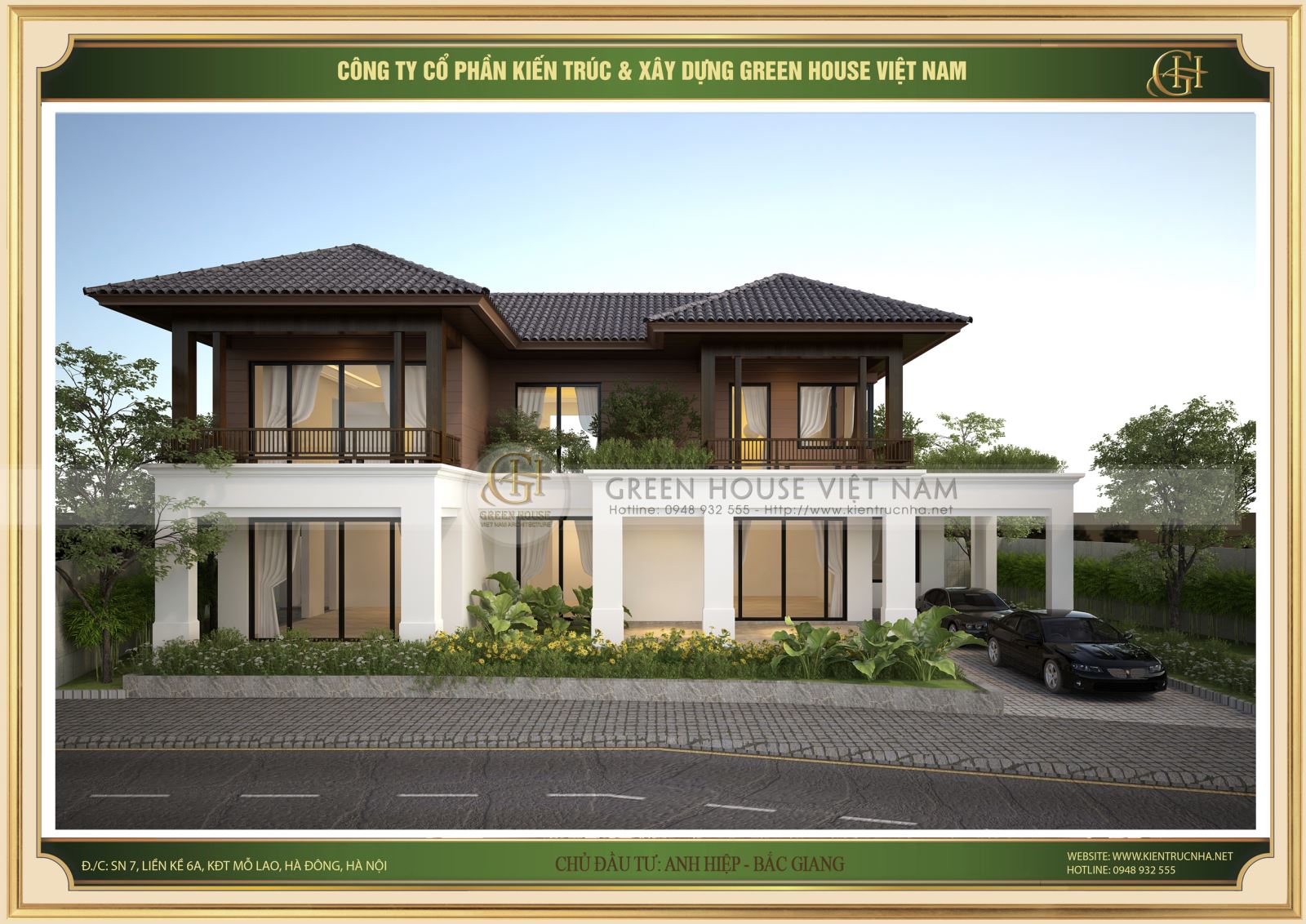 Hình ảnh tổng thể mẫu biệt thự đẹp sang chảnh tại Bắc Giang
