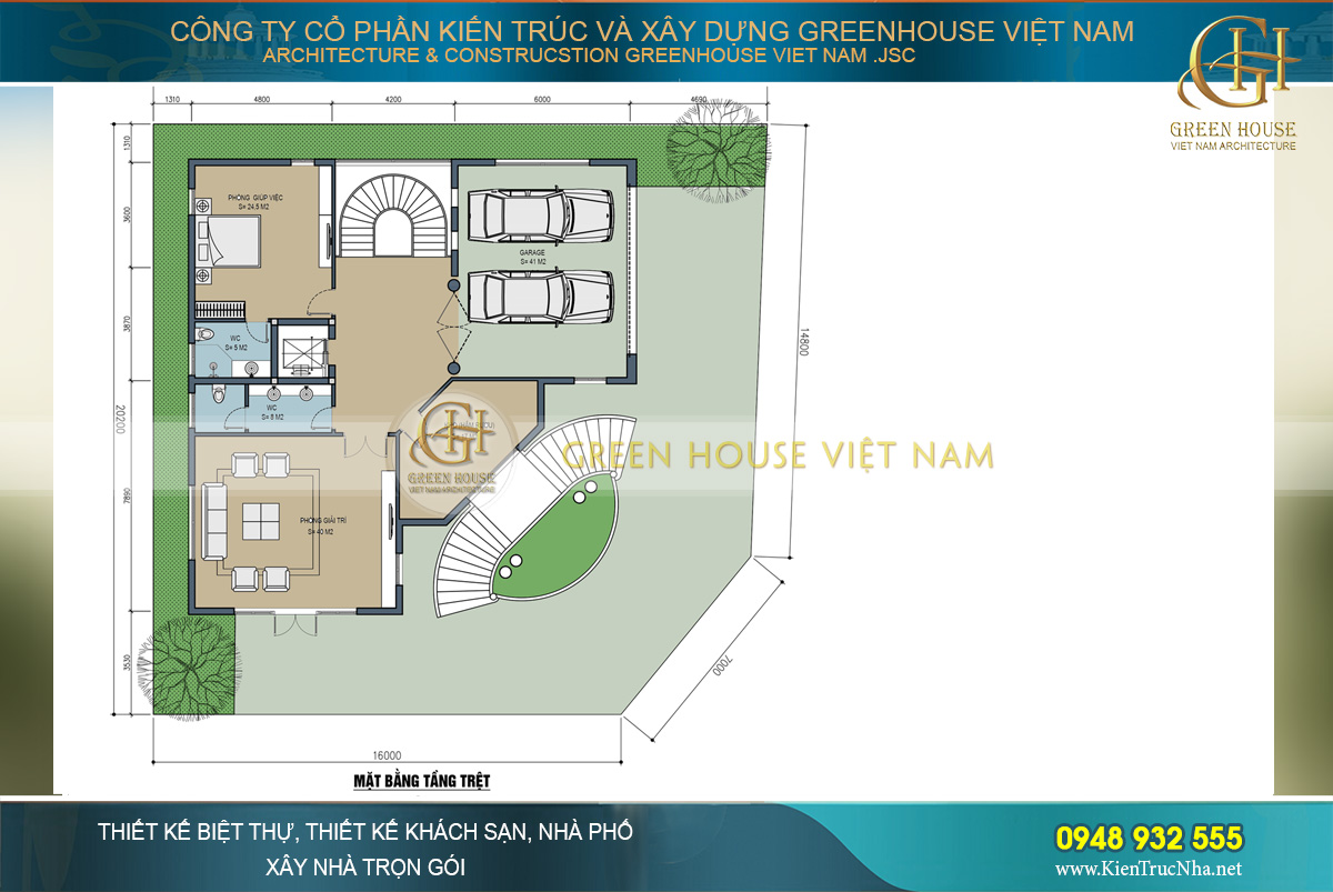 thiết kế biệt thự cổ điển 3 mặt tiền tại Bắc Giang