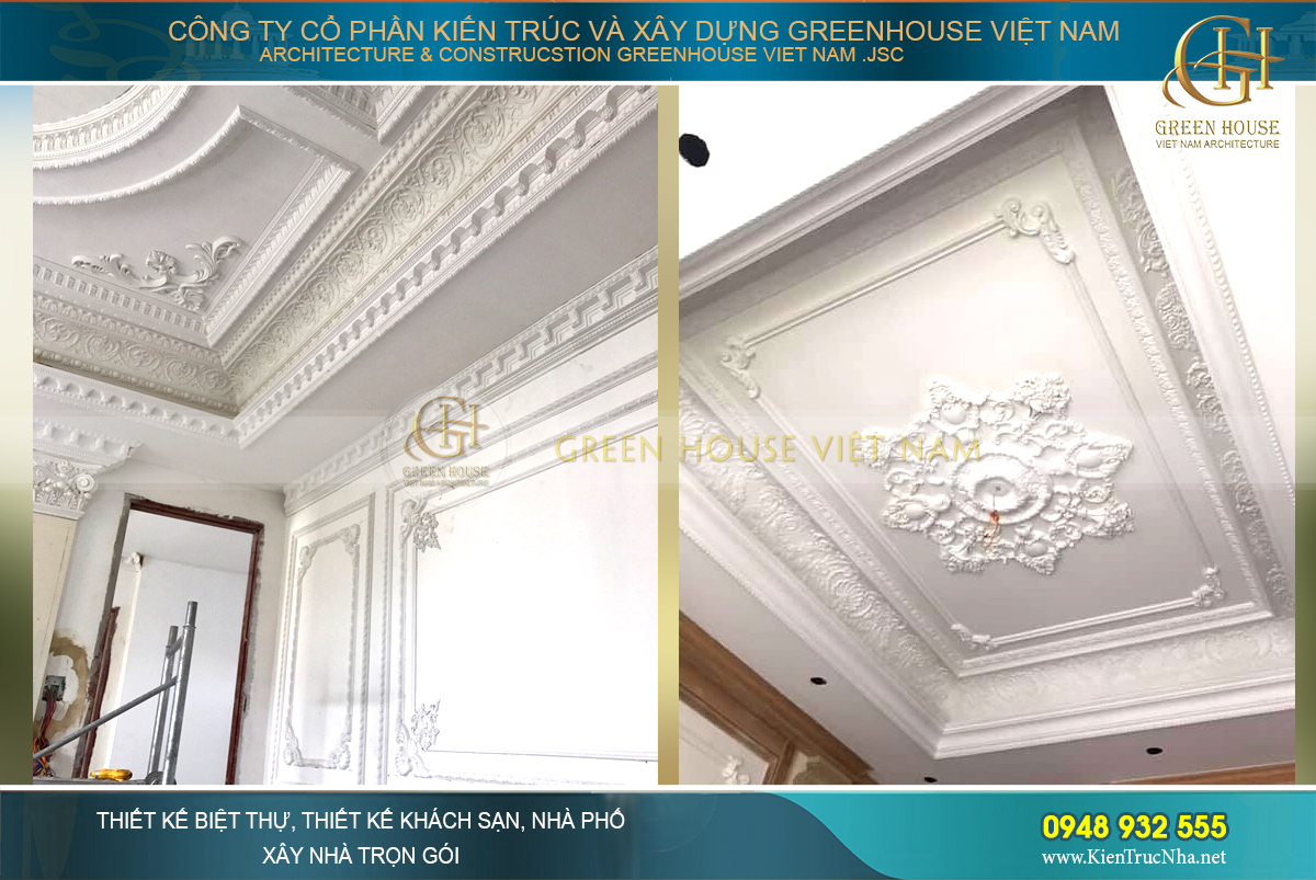 Chi tiết mạ vàng khiến ai cũng phải trầm trồ. Thiết kế chi tiết biệt thự