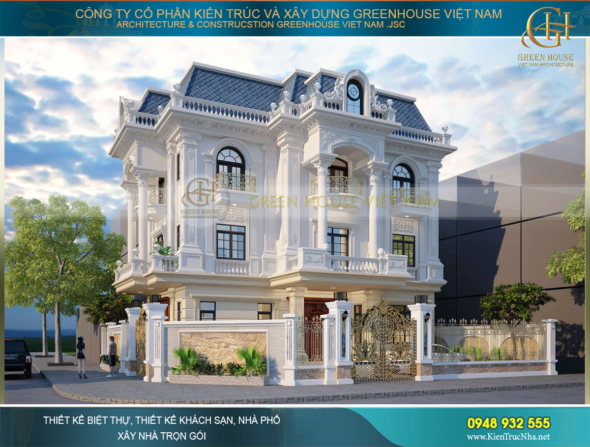 biệt thự tân cổ điển 3 tầng 2 mặt tiền