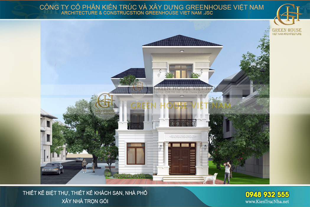 thiết kế biệt thự tân cổ điển 3 tầng tại hà nội