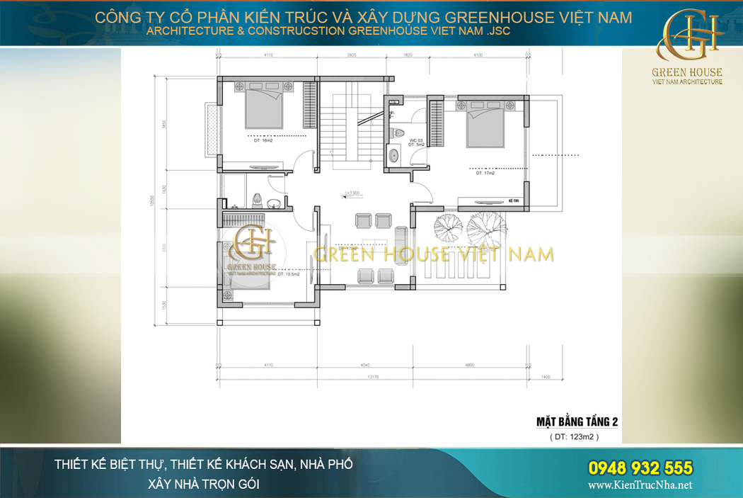 thiết kế biệt thự tân cổ điển 3 tầng tại hà nội