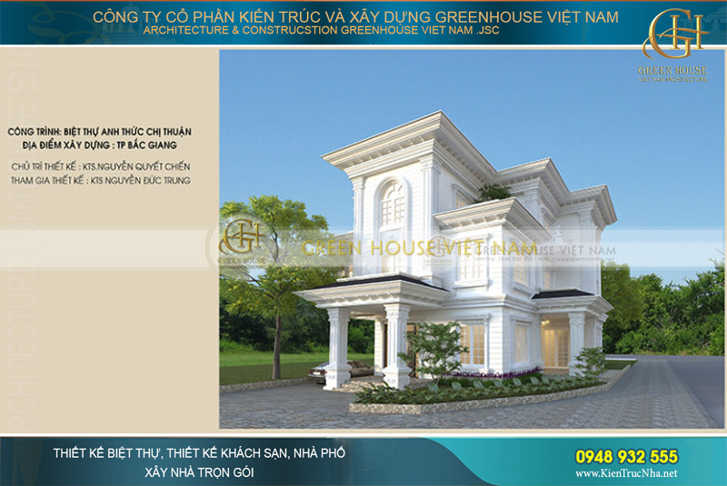 biệt thự 3 tầng tân cổ điển mái bằng đẳng cấp
