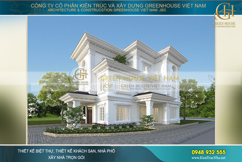 biệt thự 3 tầng tân cổ điển mái bằng đẳng cấp
