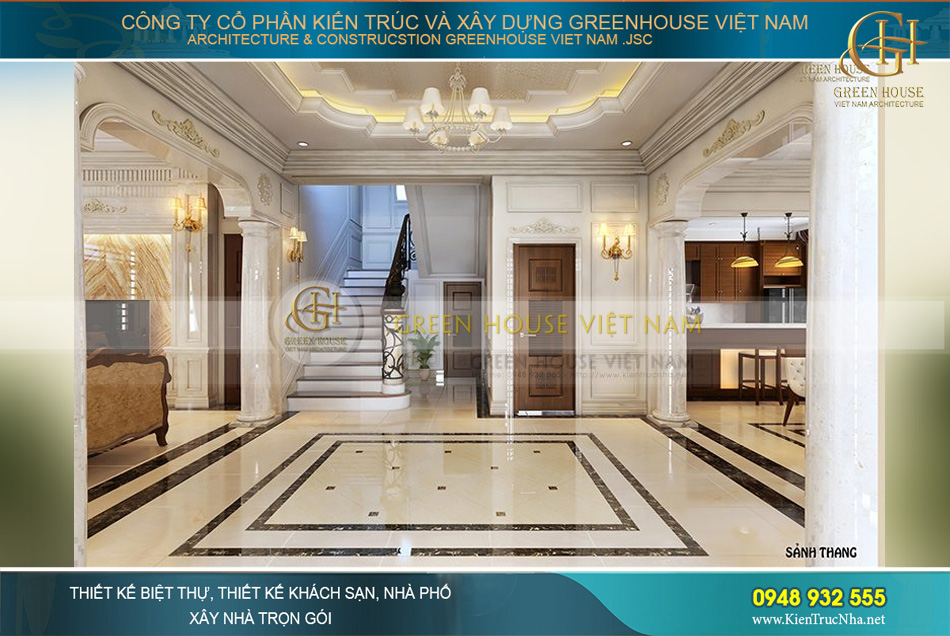 biệt thự 3 tầng tân cổ điển mái bằng đẳng cấp