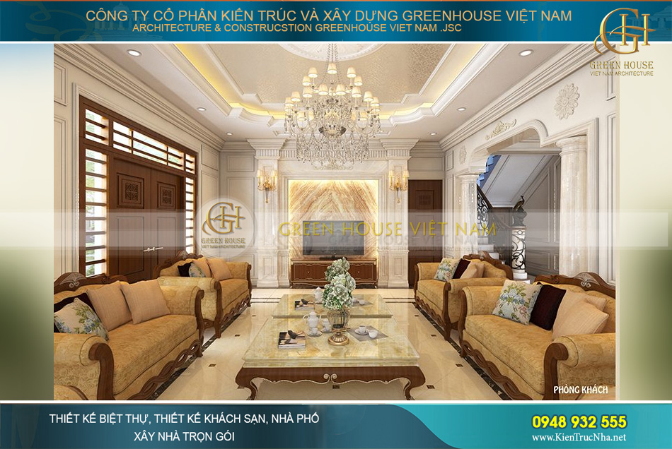 biệt thự 3 tầng tân cổ điển mái bằng đẳng cấp