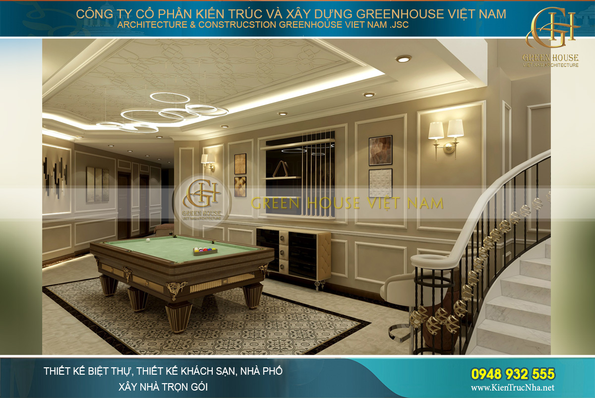 thiết kế biệt thự tân cổ điển 3 tầng tại Vinhomes Hà Nội