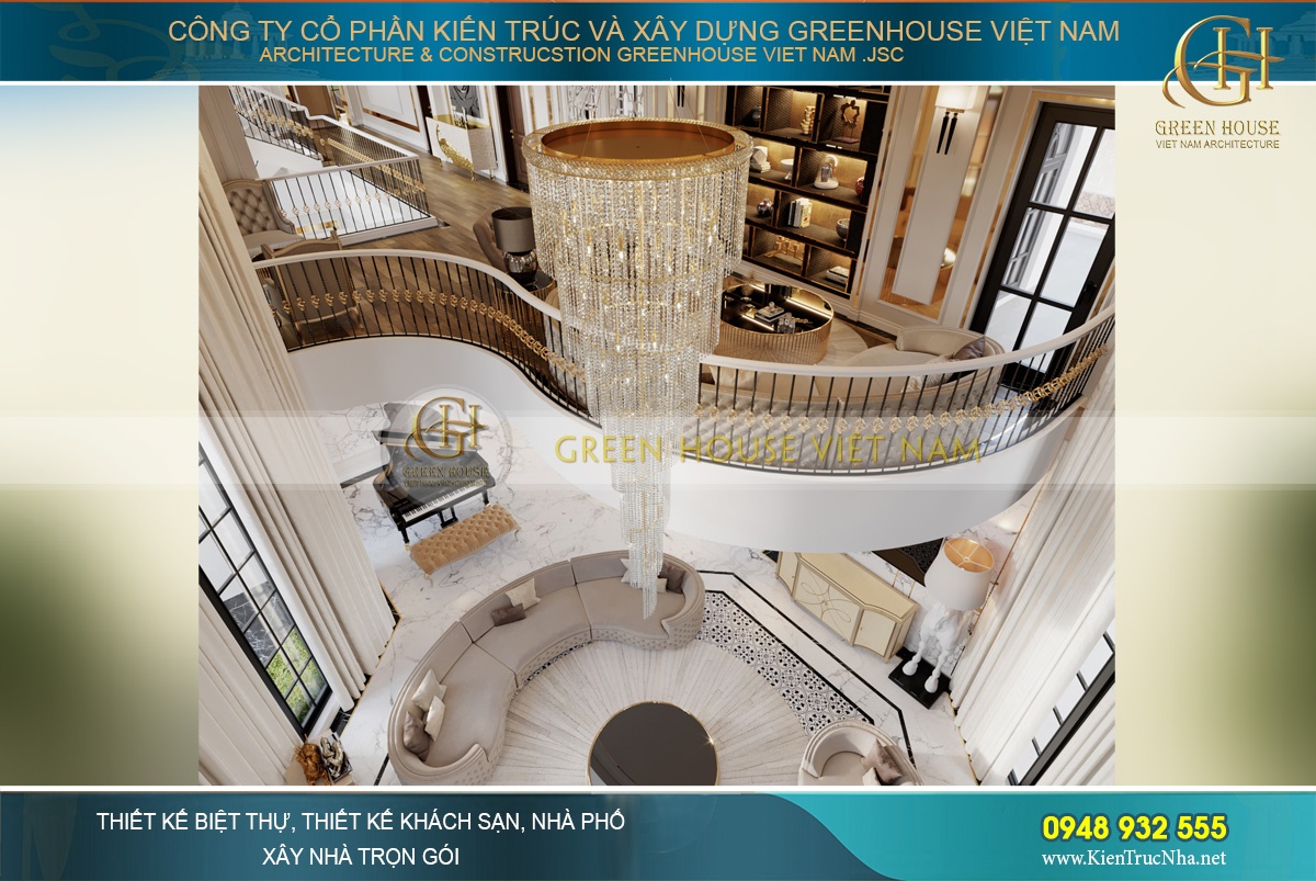 thiết kế biệt thự tân cổ điển 3 tầng tại Vinhomes Hà Nội