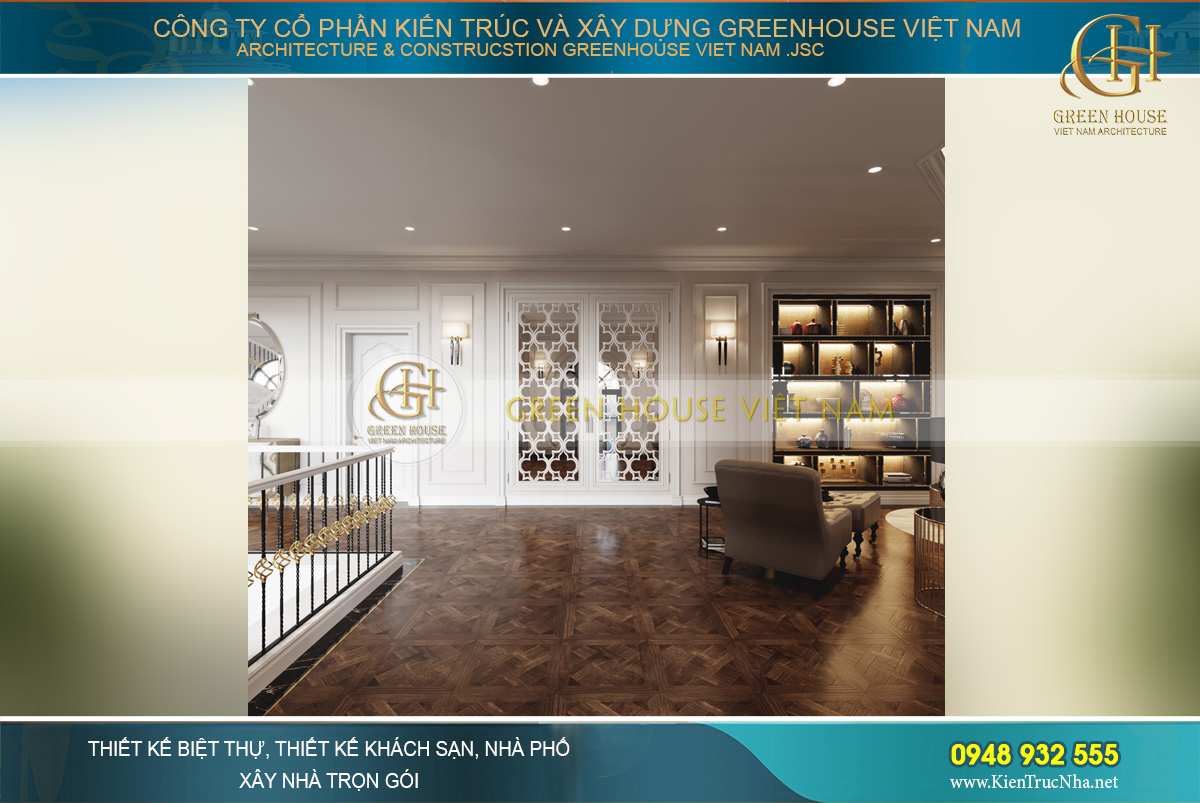 thiết kế biệt thự tân cổ điển 3 tầng tại Vinhomes Hà Nội