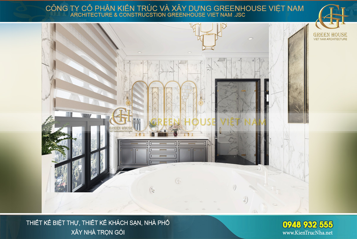 thiết kế biệt thự tân cổ điển 3 tầng tại Vinhomes Hà Nội