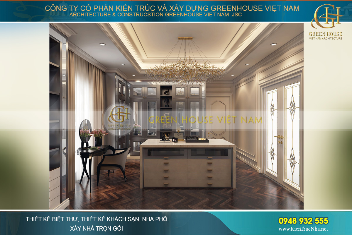 thiết kế biệt thự tân cổ điển 3 tầng tại Vinhomes Hà Nội