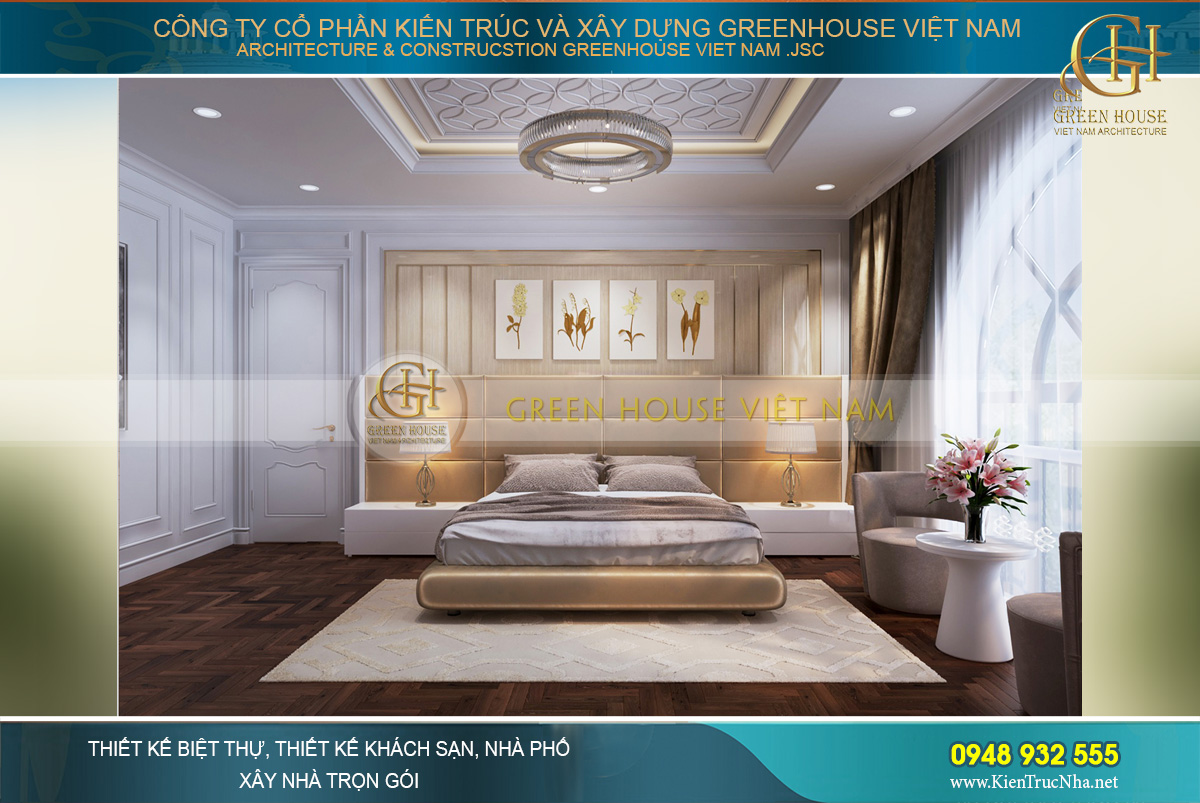 thiết kế biệt thự tân cổ điển 3 tầng tại Vinhomes Hà Nội
