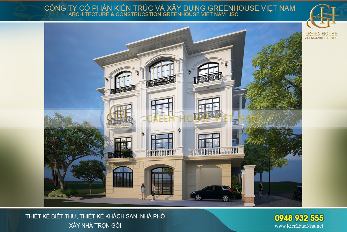 thiết kế biệt thự tân cổ điển 4 tầng tại Bắc Giang