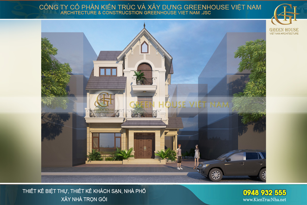 thiết kế biệt thự tân cổ điển 3 tầng tại Hà Nội