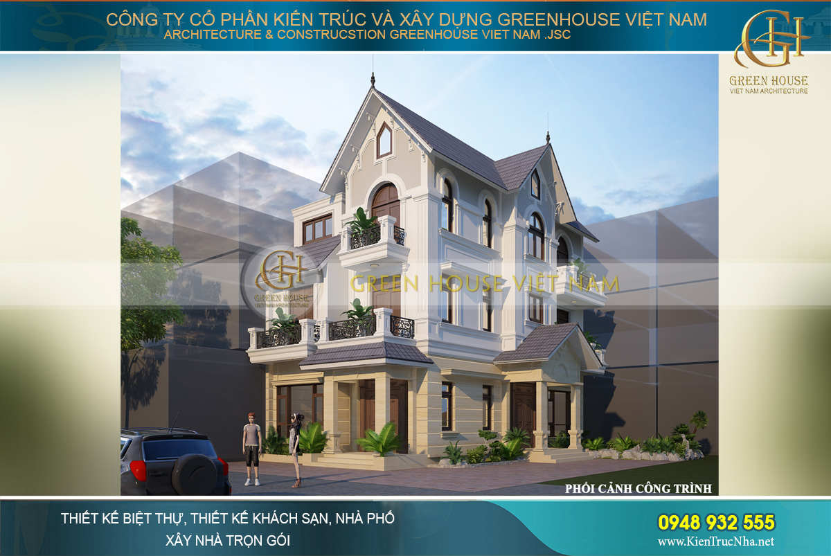 thiết kế biệt thự tân cổ điển 3 tầng tại Hà Nội