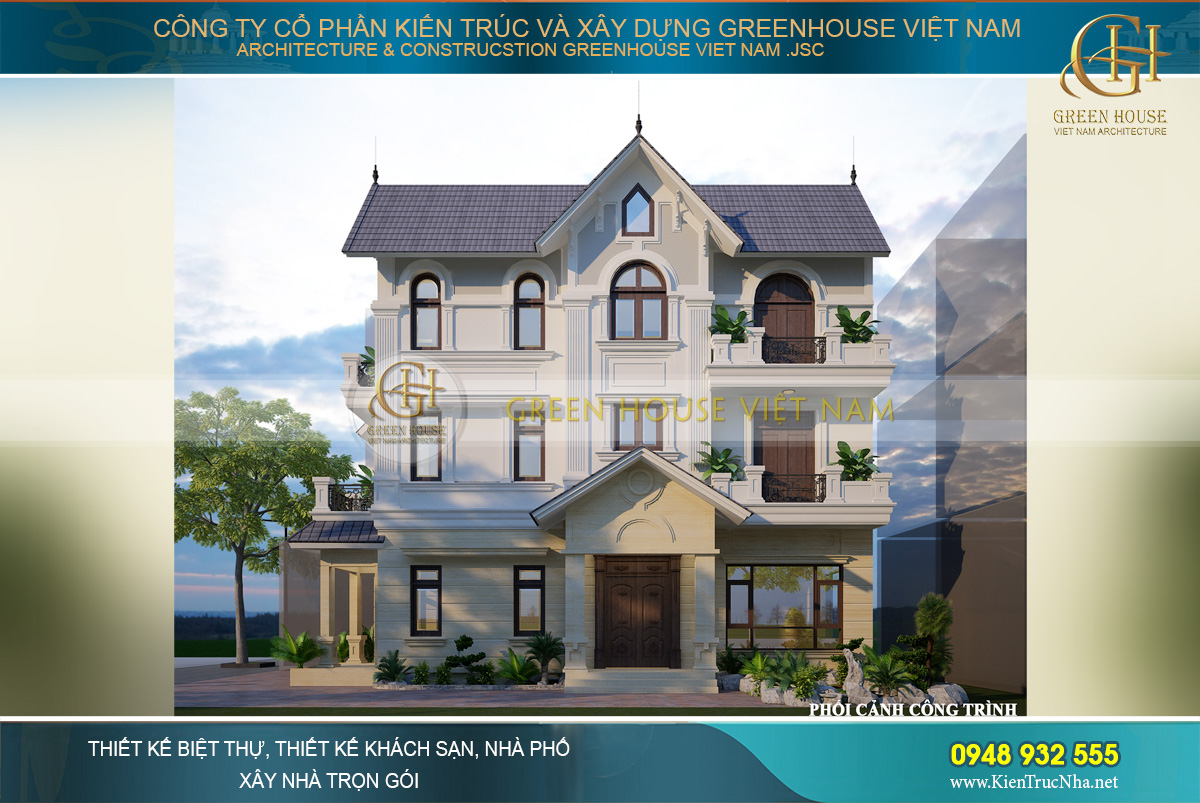 thiết kế biệt thự tân cổ điển 3 tầng tại Hà Nội