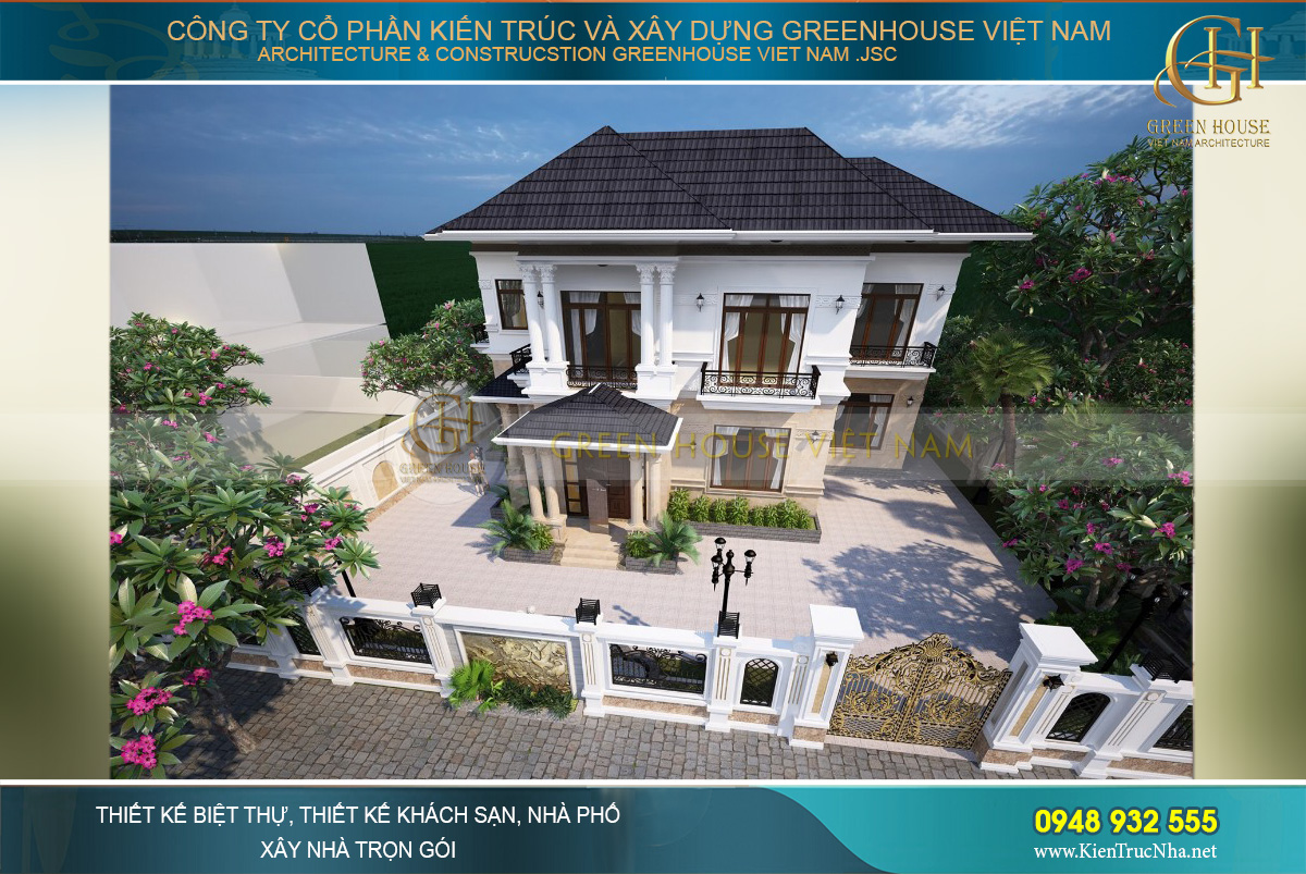 thiết kế biệt thự 2 tầng tân cổ điển