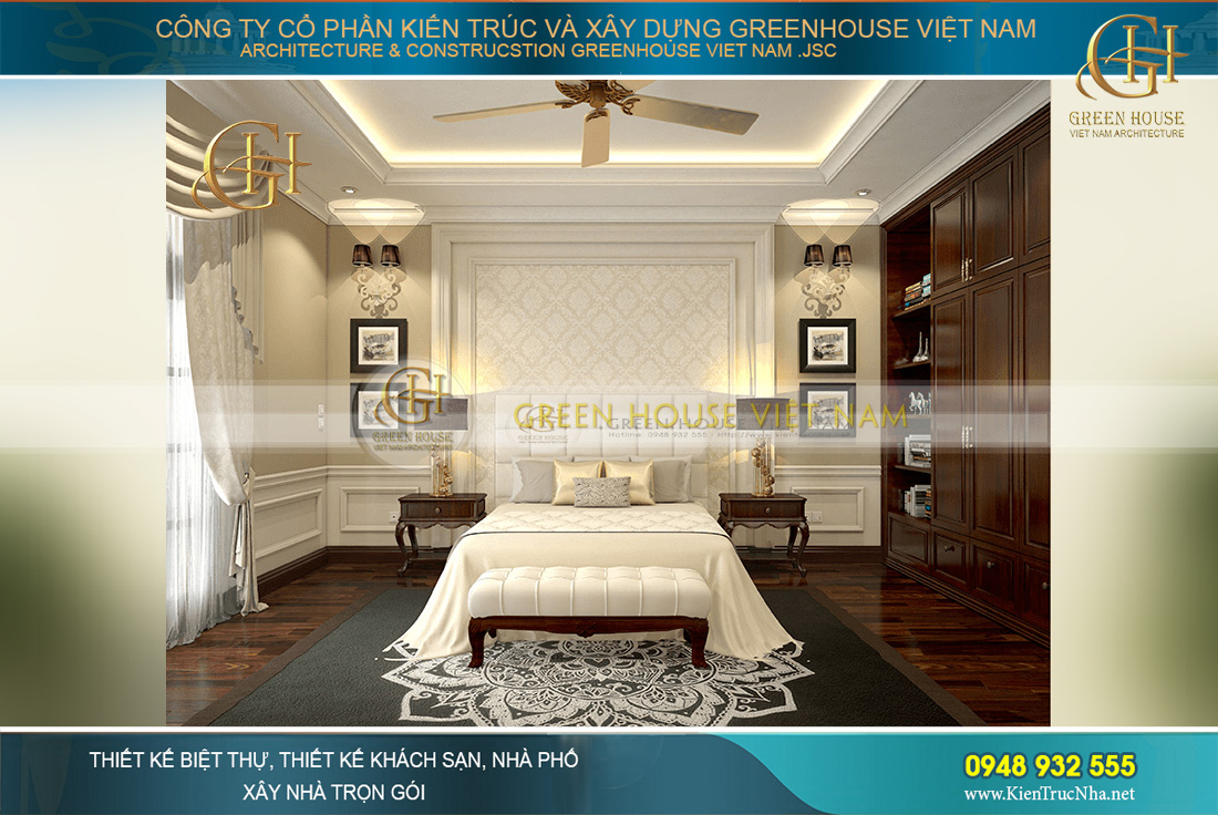 thiết kế nội thất biệt thự tân cổ điển 3 tầng bắc giang