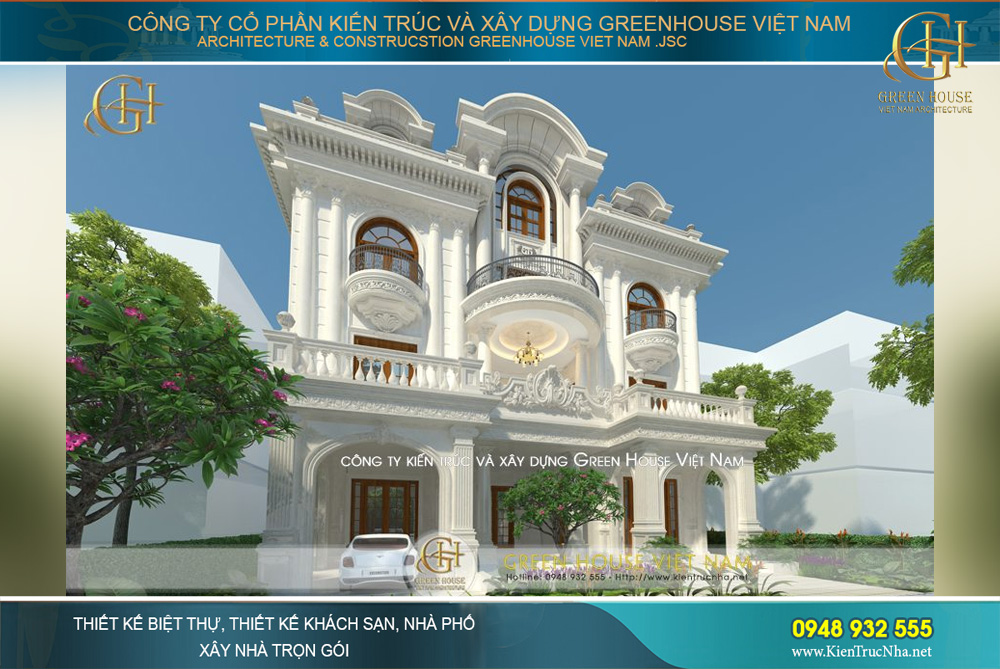 thiết kế biệt thự tân cổ điển 3 tầng bắc giang