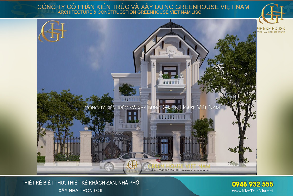 thiết kế biệt thự tân cổ điển 3 tầng Bắc Giang