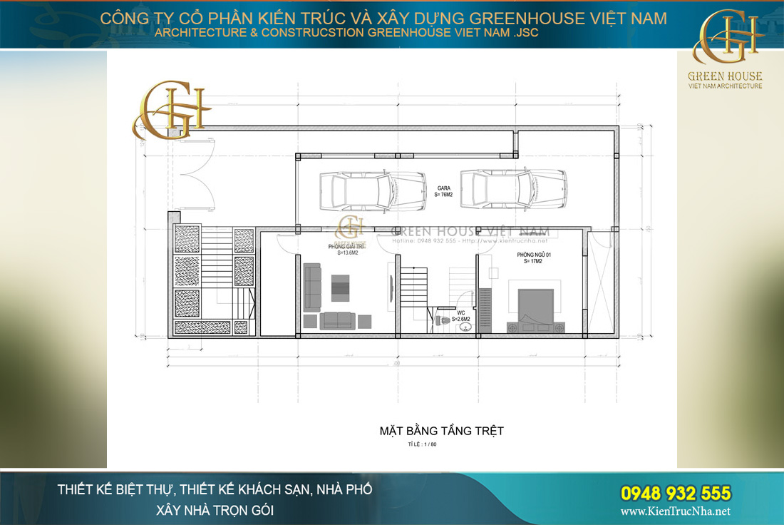 thiết kế biệt thự tân cổ điển 3 tầng tại Hà Nội