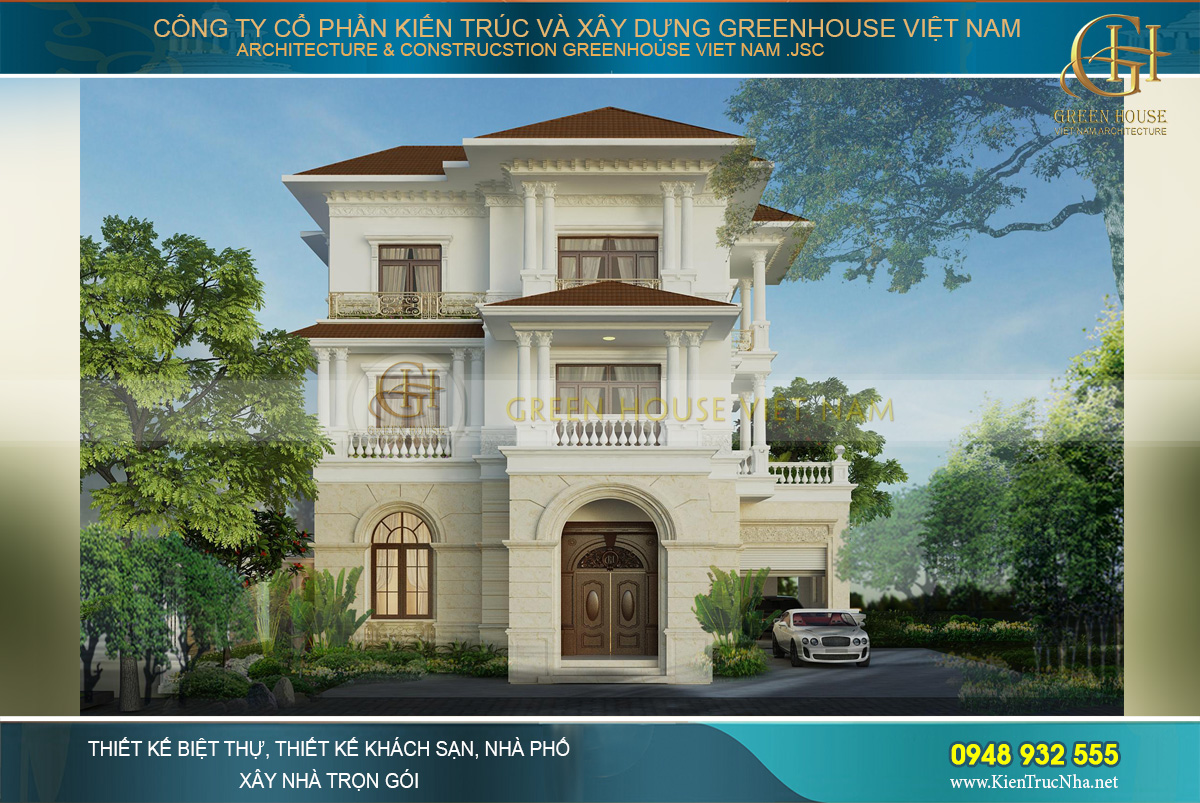 thiết kế biệt thự tân cổ điển 3 tầng Bắc Ninh