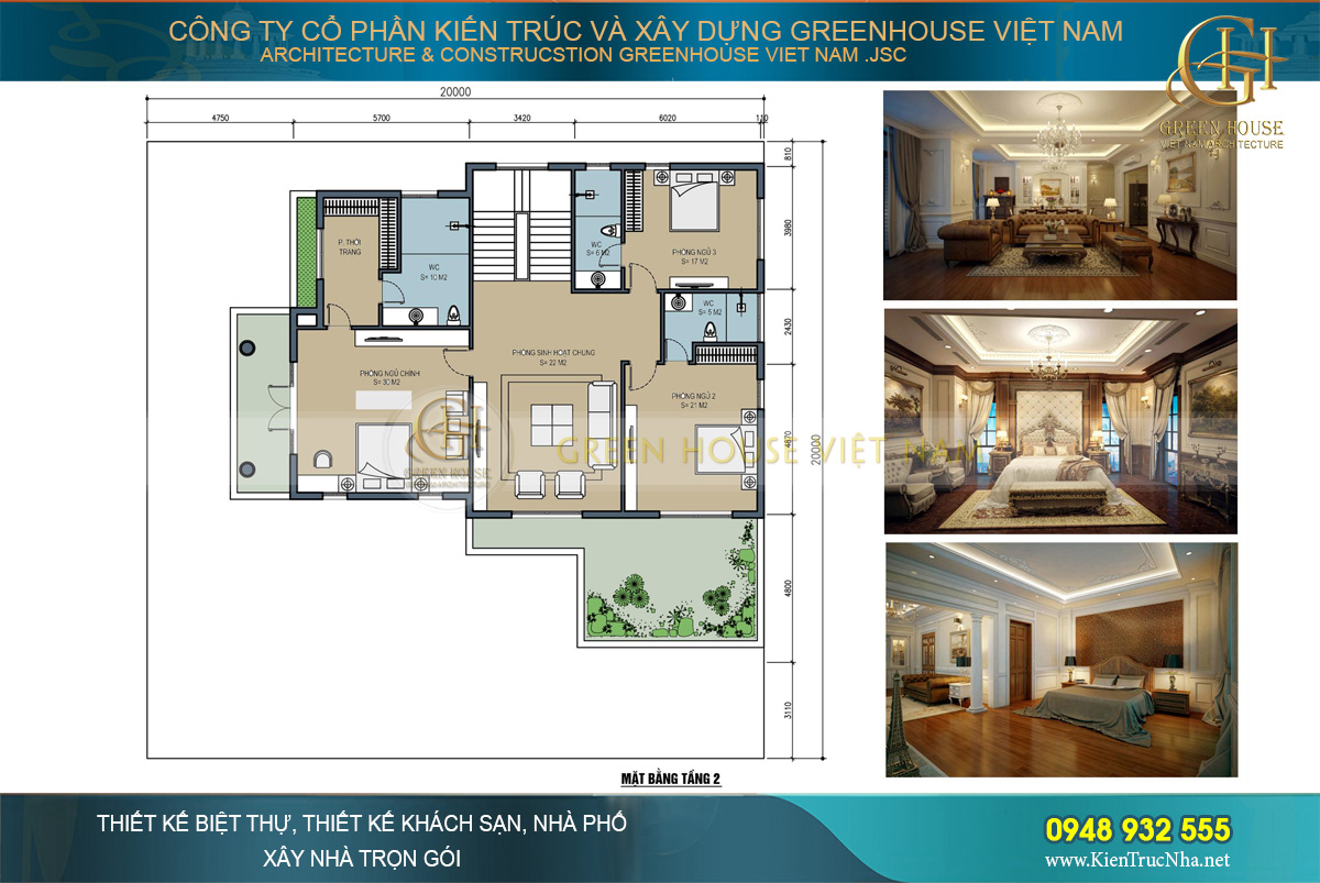 thiết kế biệt thự tân cổ điển 3 tầng Bắc Ninh