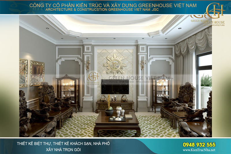 thiết kế nội thất biệt thự tân cổ điển Pháp tại Bắc Giang