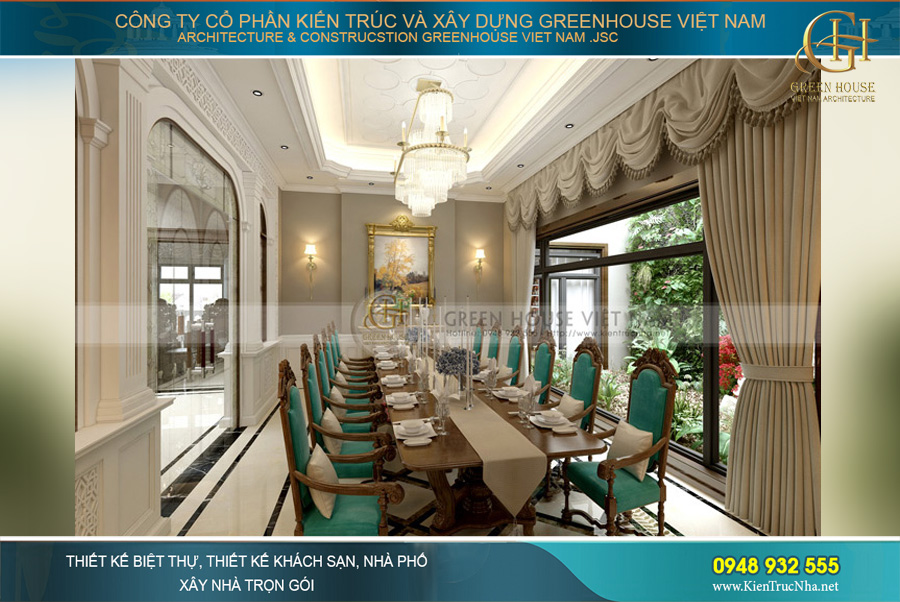 thiết kế nội thất biệt thự tân cổ điển Pháp tại Bắc Giang