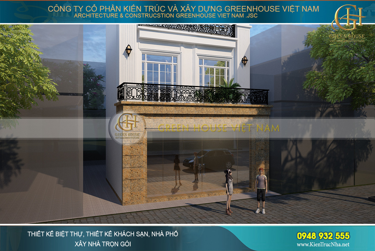 thiết kế biệt thự phố tân cổ điển kết hợp kinh doanh tại Bắc Giang