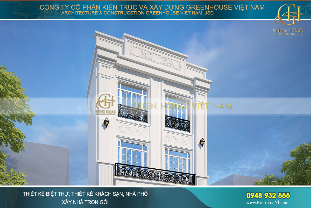 thiết kế biệt thự phố tân cổ điển kết hợp kinh doanh tại Bắc Giang