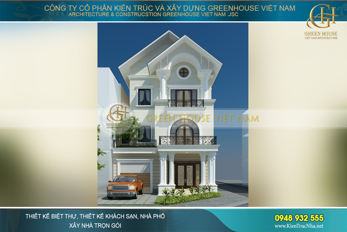 thiết kế biệt thự tân cổ điển 3 tầng tại Bắc Giang