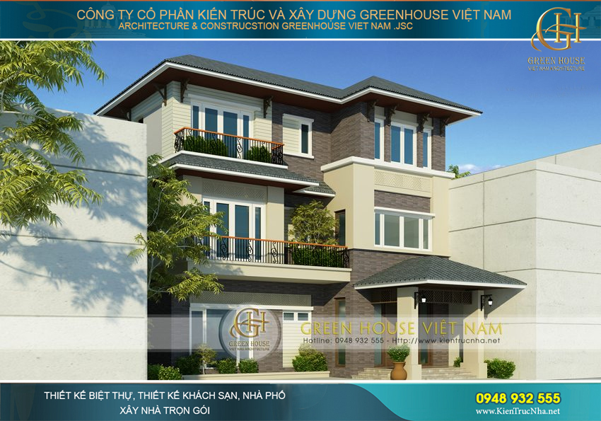 biệt thự 3 tầng mái thái