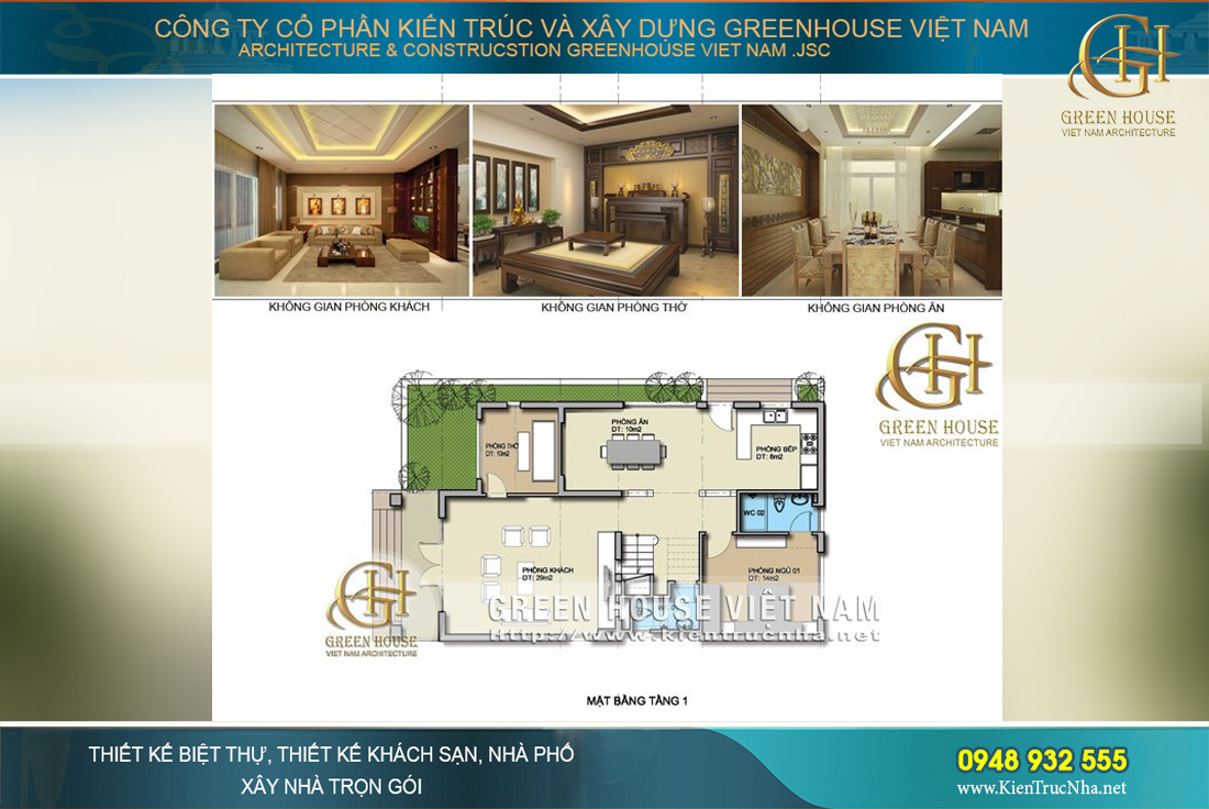 biệt thự 3 tầng hiện đại mái ngói