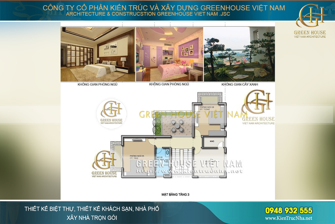 biệt thự 3 tầng hiện đại mái ngói