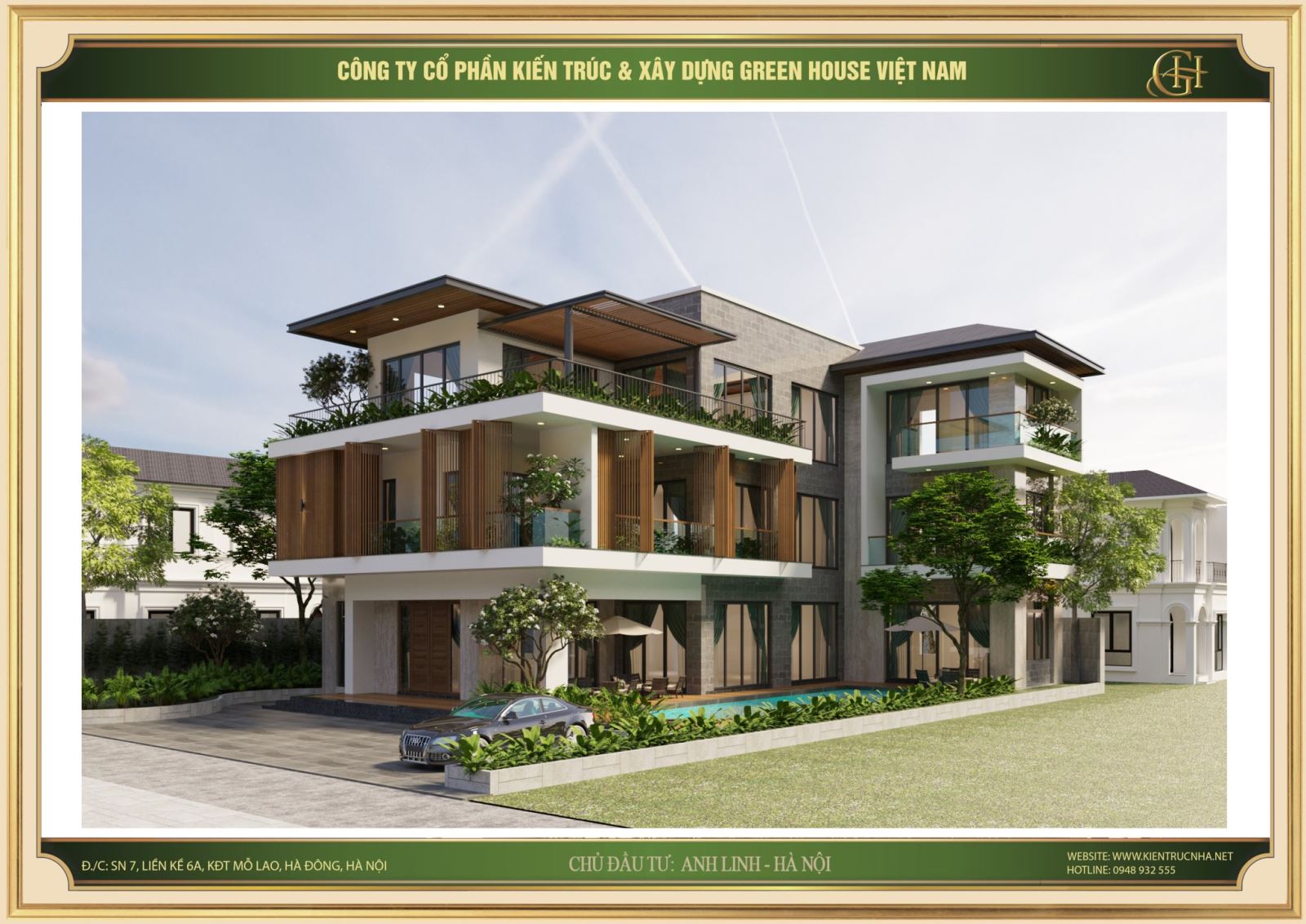 Green House Việt Nam thiêt kế kiến trúc biệt thự gia đình đẹp, thu hút