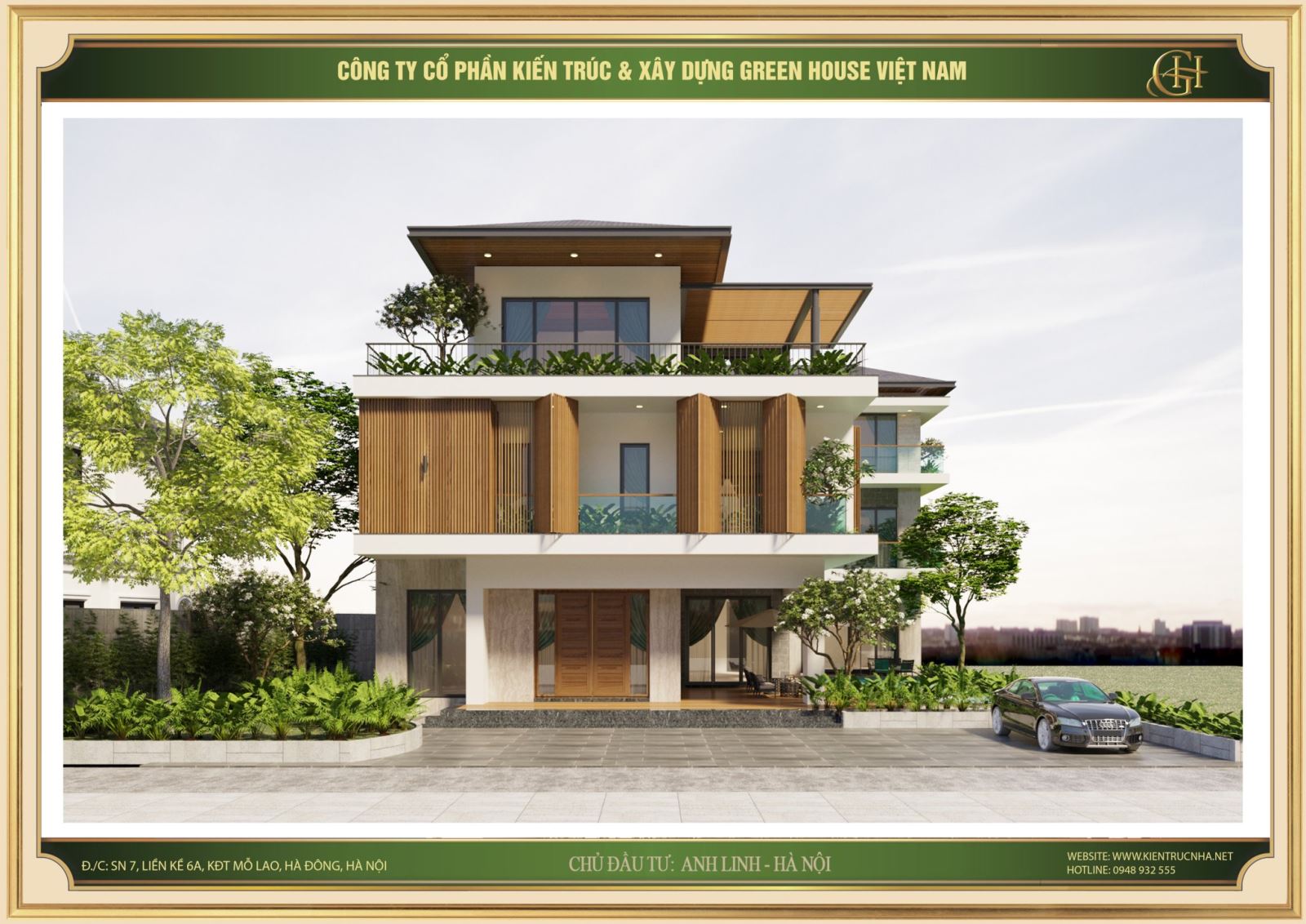 Mẫu thiết kế biệt thự hiện đại 3 tầng tại Hà Nội