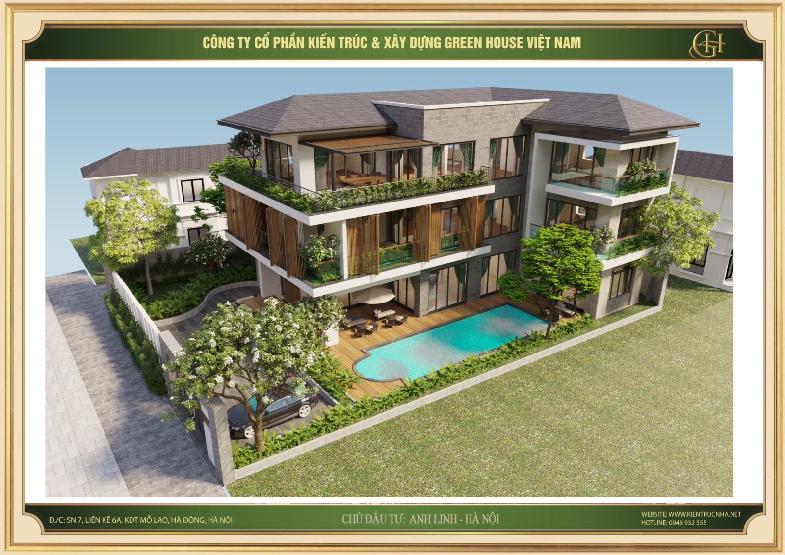 Mẫu thiết kế biệt thự gia đình hiện đại đẹp, ấn tượng