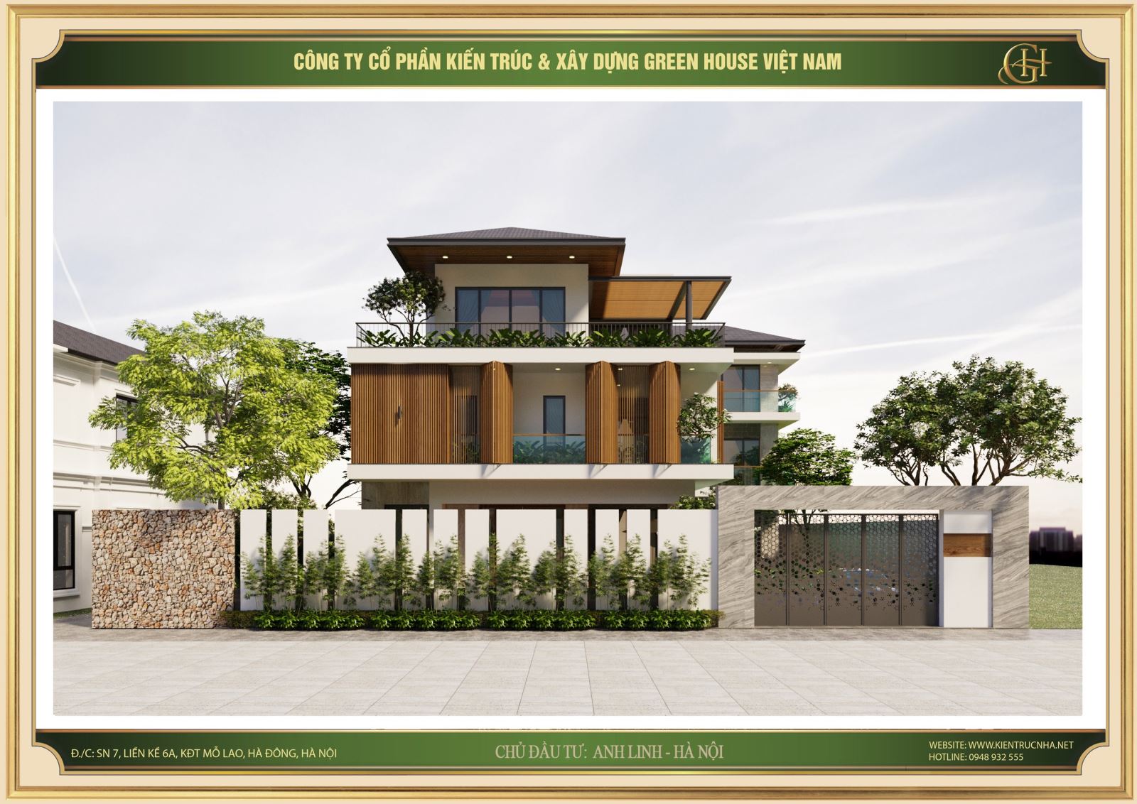 Thiết kế biệt thự gia đình hiện đại, độc đáo- CĐT anh Linh tại Hà Nội