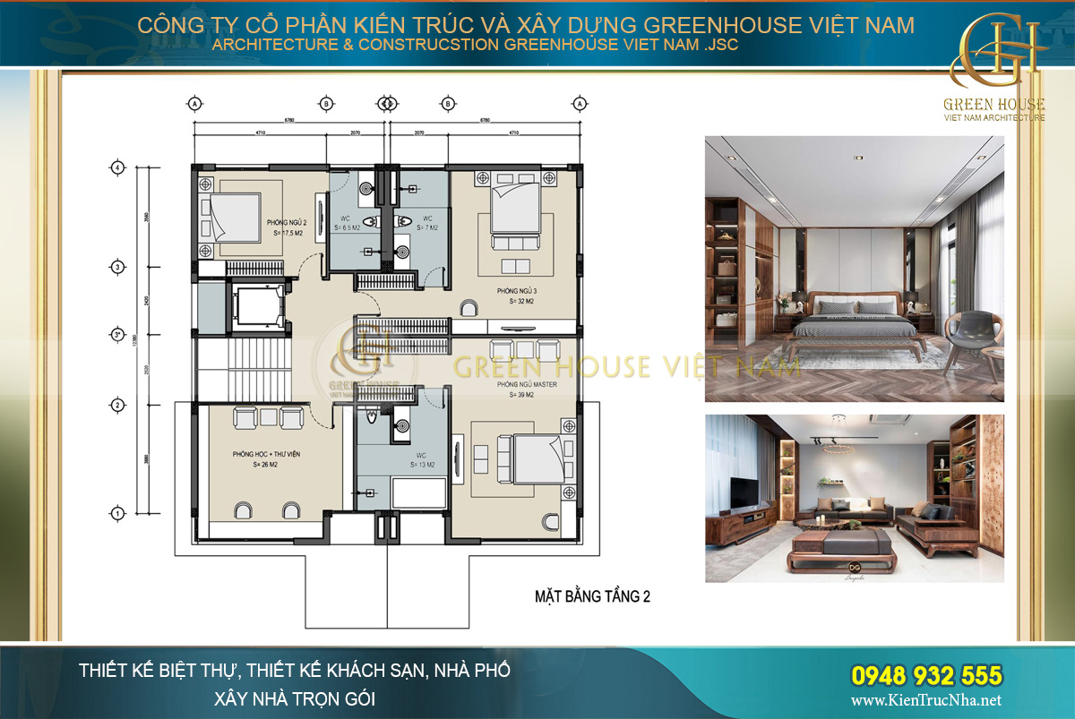 Mặt bằng công năng tầng 1 của biệt thự hiện đại 3 tầng tại Hà Nội