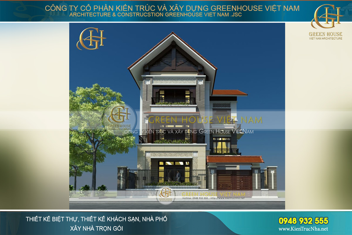 thiết kế biệt thự 3 tầng hiện đại
