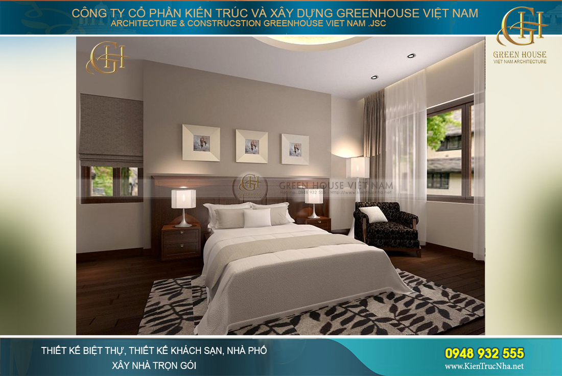 Thiết kế phòng ngủ chính sang trọng, ấn tượng