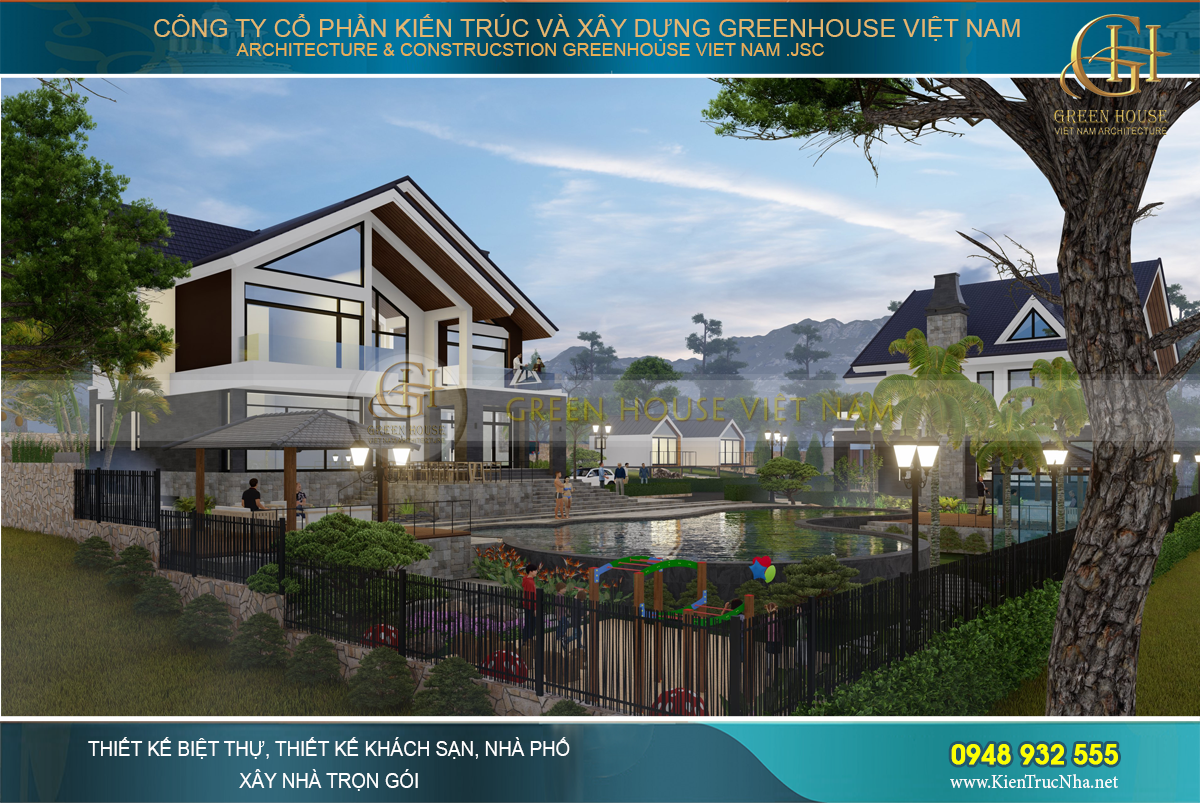 Chiêm ngưỡng thiết kế kiến trúc biệt thự sân vườn nghỉ dưỡng đẹp, hiện đại tại Sóc Sơn