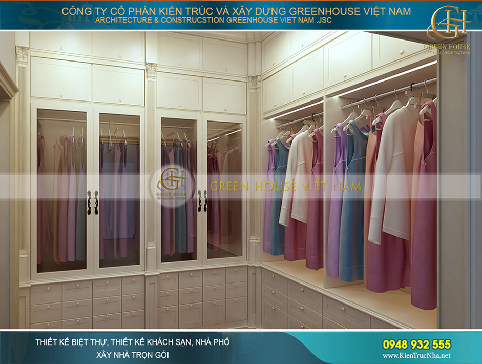 Kiến trúc nội thất phòng thay đồ của ngôi nhà phố 5 tầng tại Hà Nội