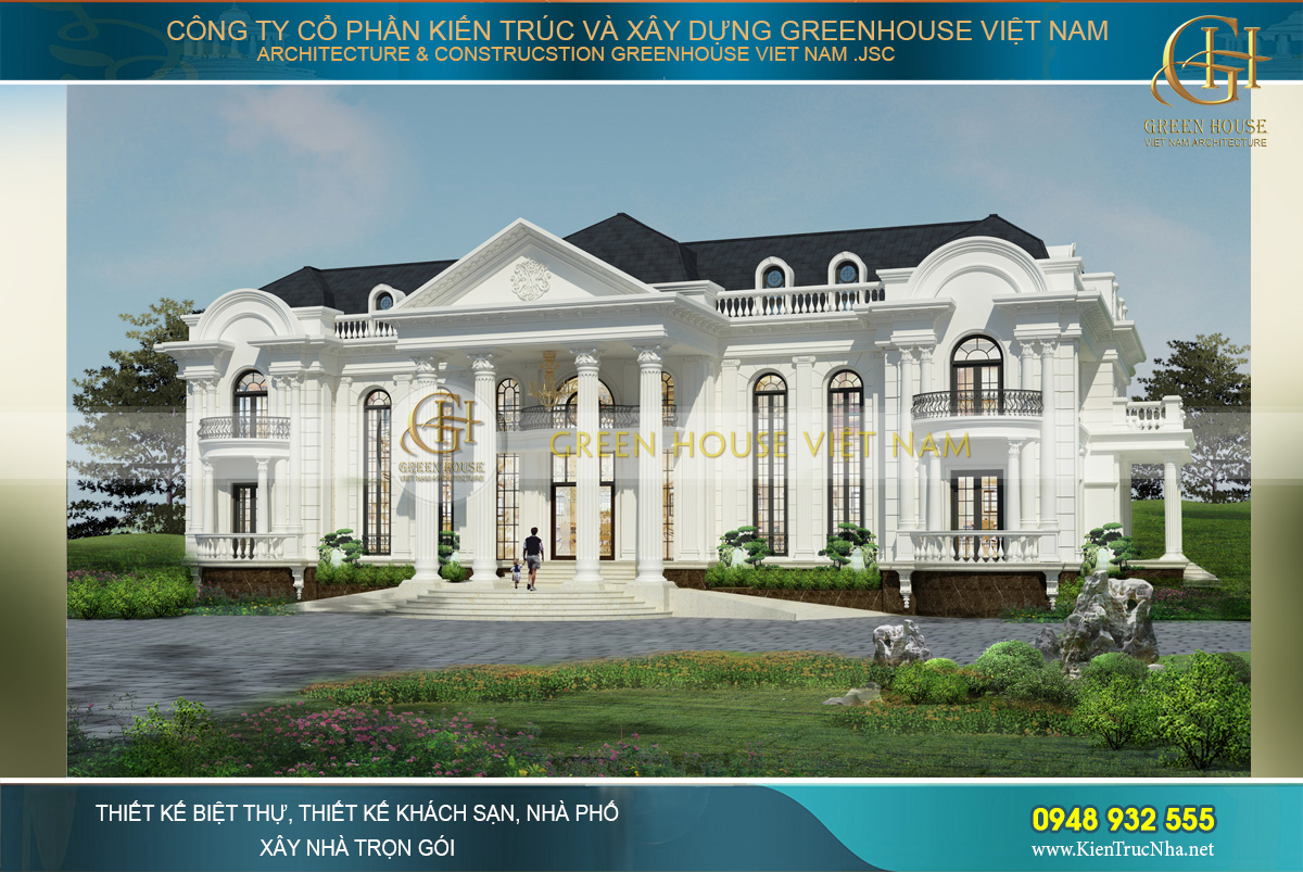 Khung cảnh vườn hoa, bãi cỏ, hòn non bộ hay những ngọn đồi thấp với tán cây phía sau dinh thự mang đến vẻ đẹp lãng mạn, thơ mộng say đắm lòng người