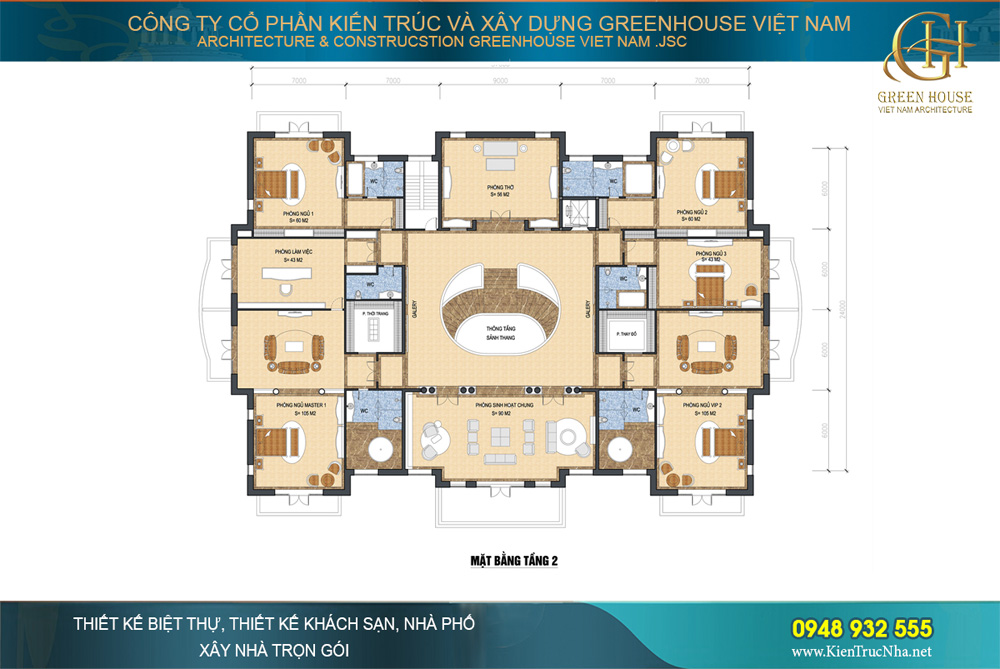 bố trí công năng sử dụng dinh thự tân cổ điển