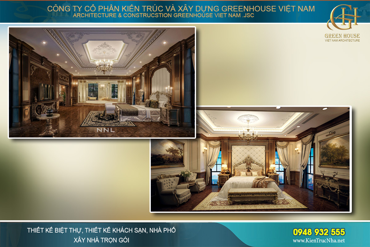 Tầng này có một phòng sinh hoạt chung lớn nối liền với cầu thang đi lên từ tầng 1. Hai bên là 4 phòng ngủ cùng 1 phòng làm việc phục vụ các nhu cầu riêng của từng thành viên phong gia đình. Các không gian phòng ngủ đều được bố trí phòng vệ sinh khép kín cùng 1 phòng thay đồ riêng biệt.