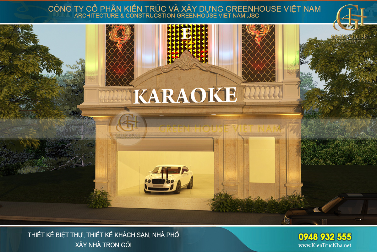 thiết kế quán karaoke tân cổ điển 3 tầng lai châu