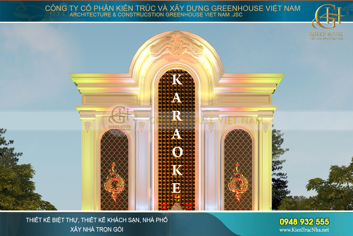 thiết kế quán karaoke tân cổ điển 3 tầng lai châu