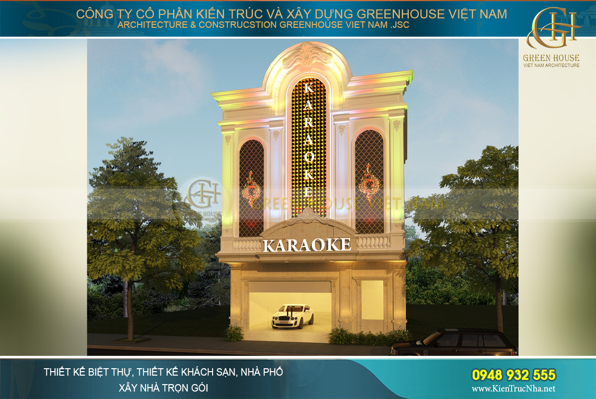 thiết kế quán karaoke tân cổ điển 3 tầng lai châu